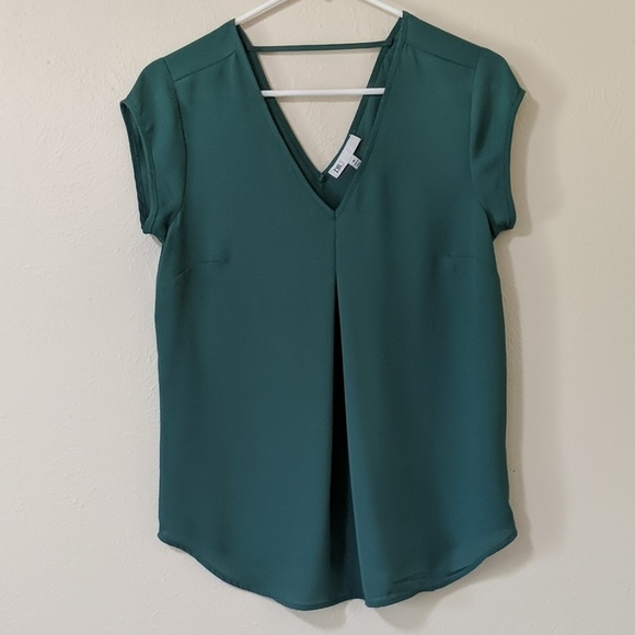 DR2 Green V-neck Blouse - Picture 1 of 3